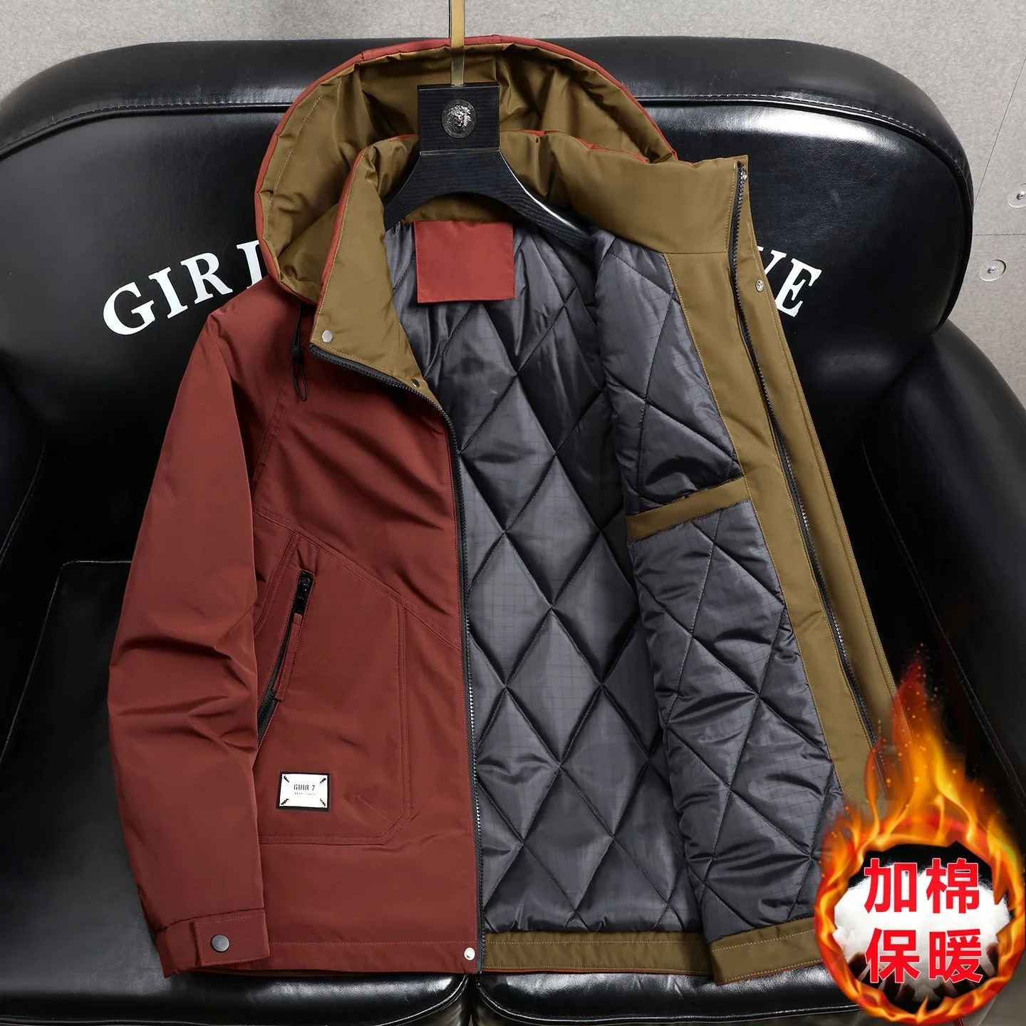 

New Winter Fashion Solid Color Thickened Warm Waterproof Hooded Cotton-Padded Jacket Men's Casual Loose Sports High-Quality Coat