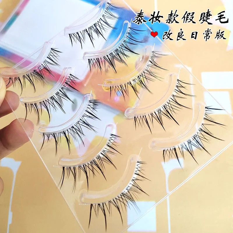 New 5 Pairs Thai Makeup False Eyelashes Natural Transparent Thin Band Eyelashes Japanese Simulation Slender Lashes Extension