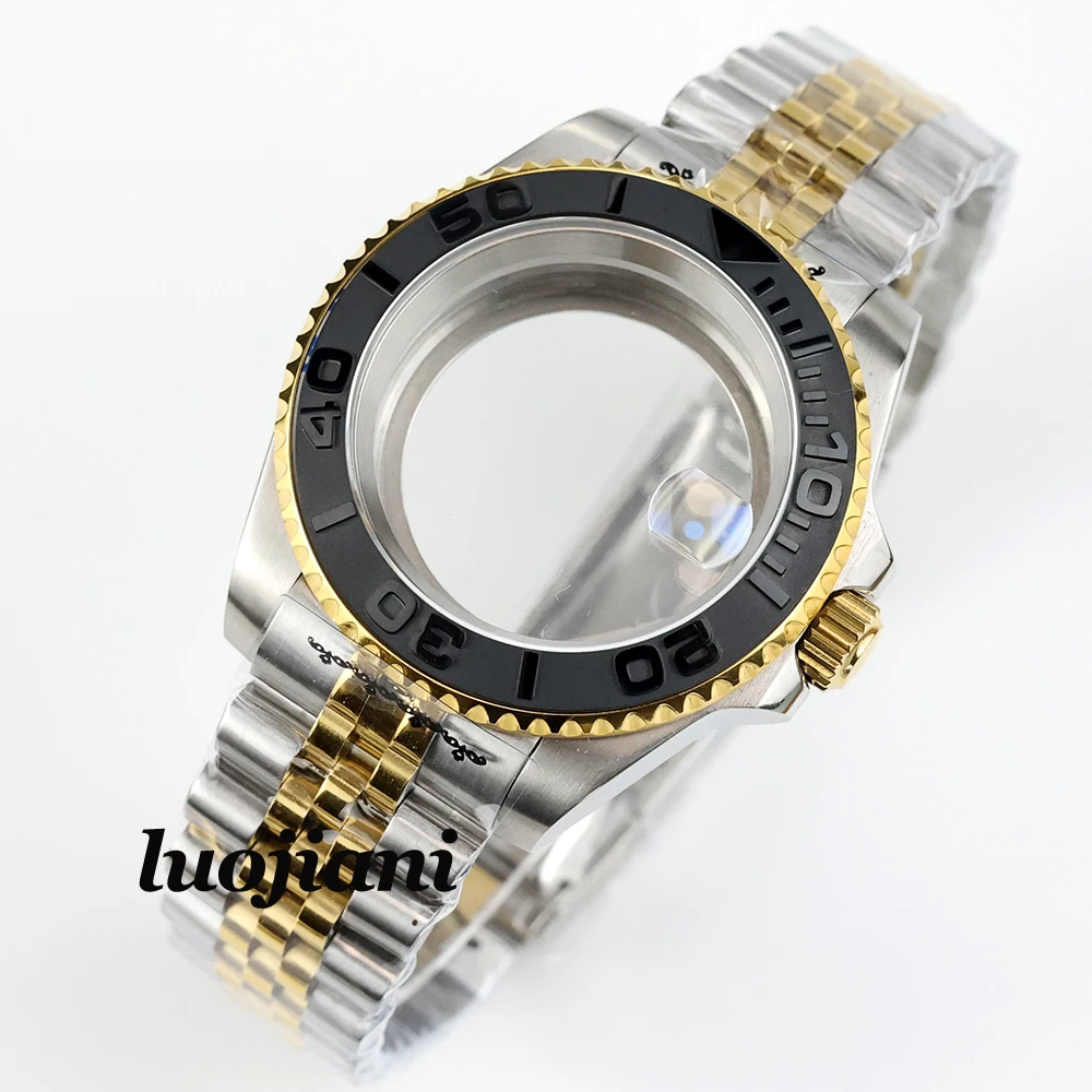 40mm NH35 case jubilee /oyster bracelet gold silver sapphire glass fit submariner gmt NH35 NH36 movement 28.5mm dial watch case