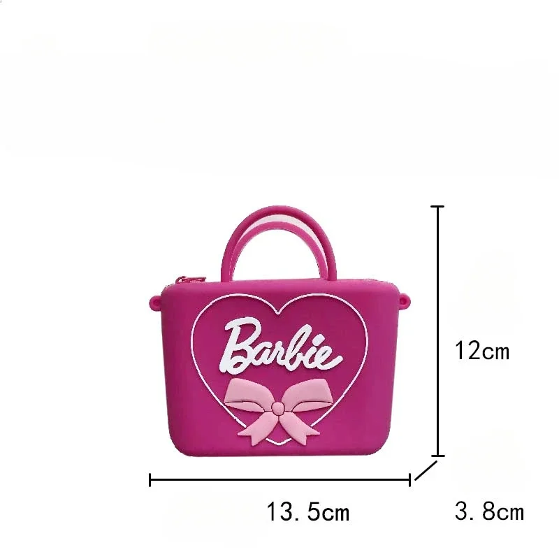 Kawaii Handbag Barbie Pink Letter Square Coin Purse Silicon Shoulder Bag Crossbody Love Shape Women Accessories for Girls Gift