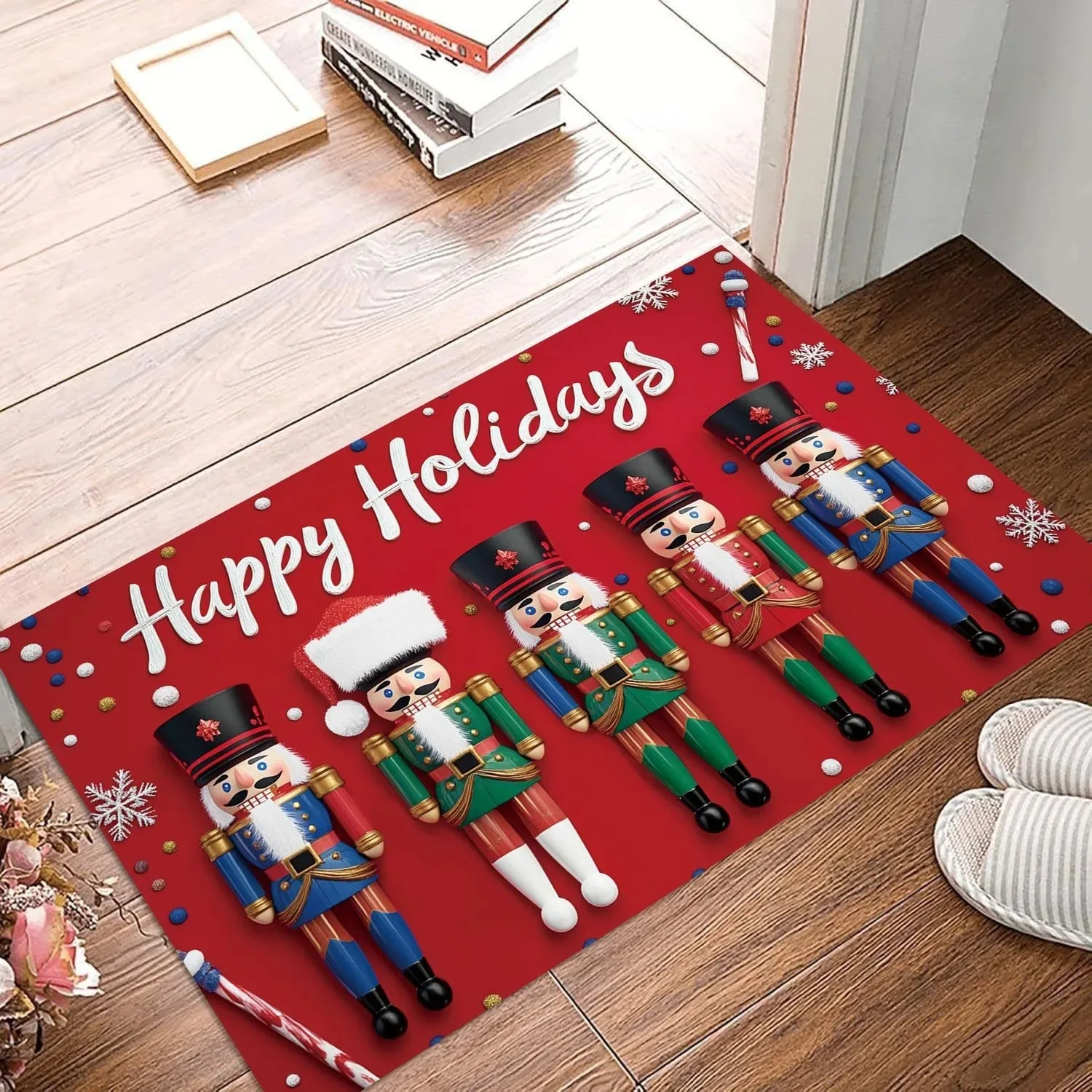 

Christmas Nutcracker Welcome Mat Non-Slip Machine Washable Carpet Doormat for Living Room Bedroom Kitchen Indoor/Outdoor Rug INS