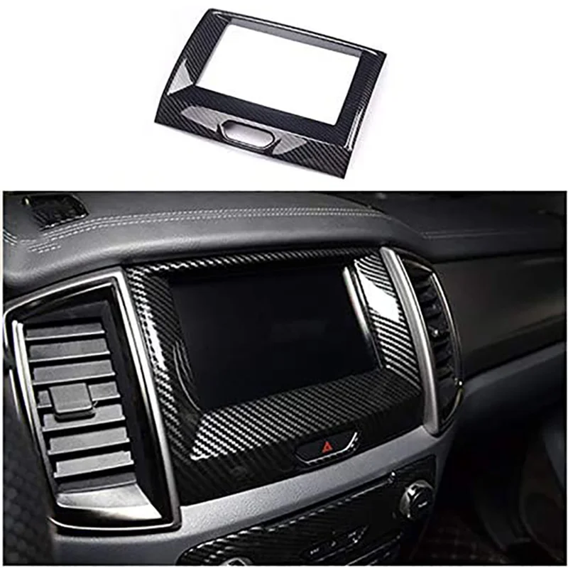 

2X For Ford Ranger Everest Endeavor 2015+ Carbon Fiber Inner Center Navigation Cover Trim Frame Decorator Accessories