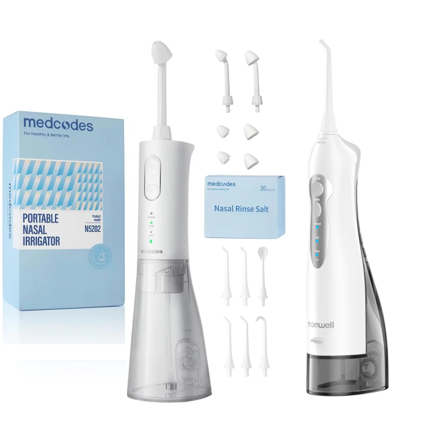 Nasal Rinse Bottle Sinus Rinse Nose Wash Cleaner 300ml Pressure Irrigation Neti-Pot 3 Modes 2 Jet with 30 Nasal Wash Salt Packet