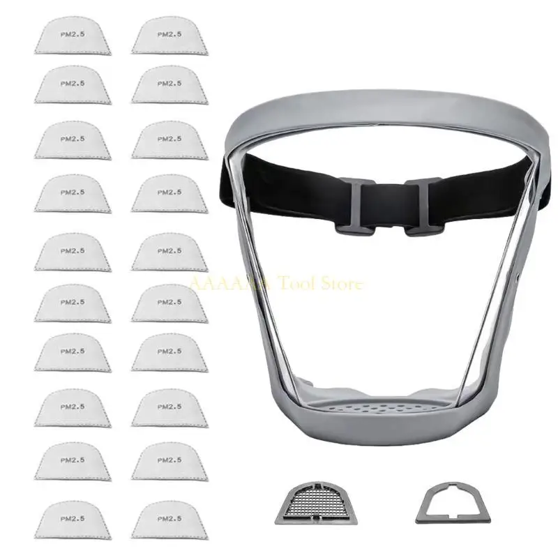 A2BE Pełna tarcza twarzy do narzędzia kuchennego motocyklowe maski wiatrowoodporne Maska tarcza twarzy z filtrem 20pcs