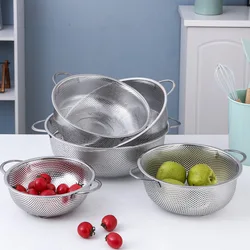 Stainless Steel Drain Basket Colander Multi-purpose Fruit Rice Vegetable Washing Kitchen Gadgets Strainer Drainer Kitchen Tools