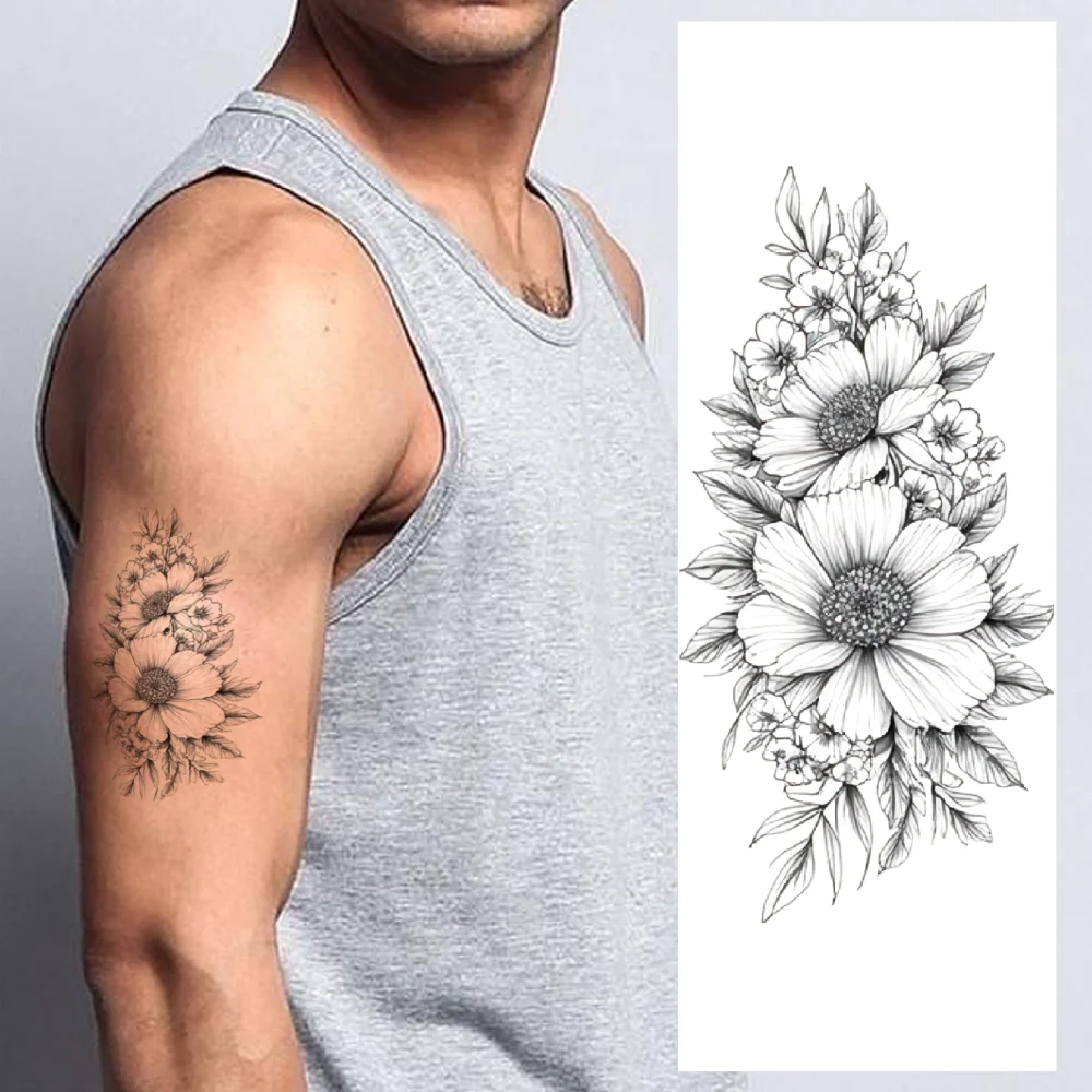 

9pcs Temporary Tattoo Temporary Tattoo Stickers Leaves Floral Arrangement Sunflower For Thighs Shoulders Adults