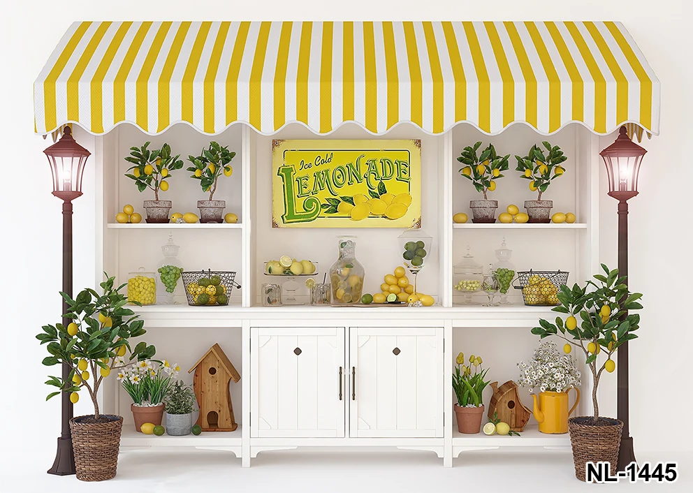 خلفية موضوع الليمون الأصفر لفتاة الصيف الرائعة عيد ميلاد سعيد ليموناد متجر حفلة التصوير خلفية خلفيات خشبية ريفية