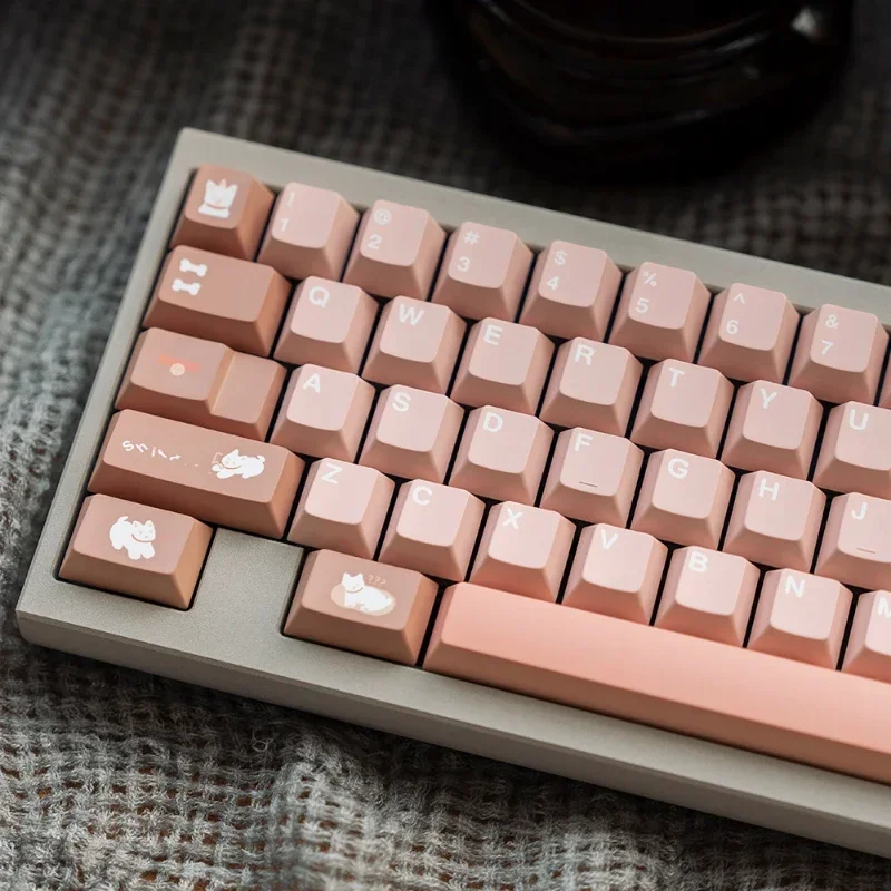 There Are Cute Dogs Inside Keycaps Custom PBT Cherry Profile Keycap Cute Pink Cartoon Anime Point Key Cap for Gaming Keyboard