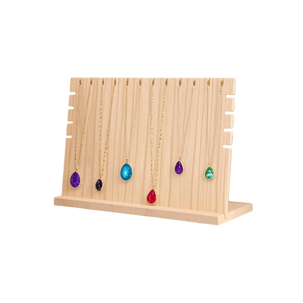 Wood Jewelry Necklace Display Stand Hanging Necklace Long Hand Bangle Wooden Necklace Display Rack Ornaments Storage