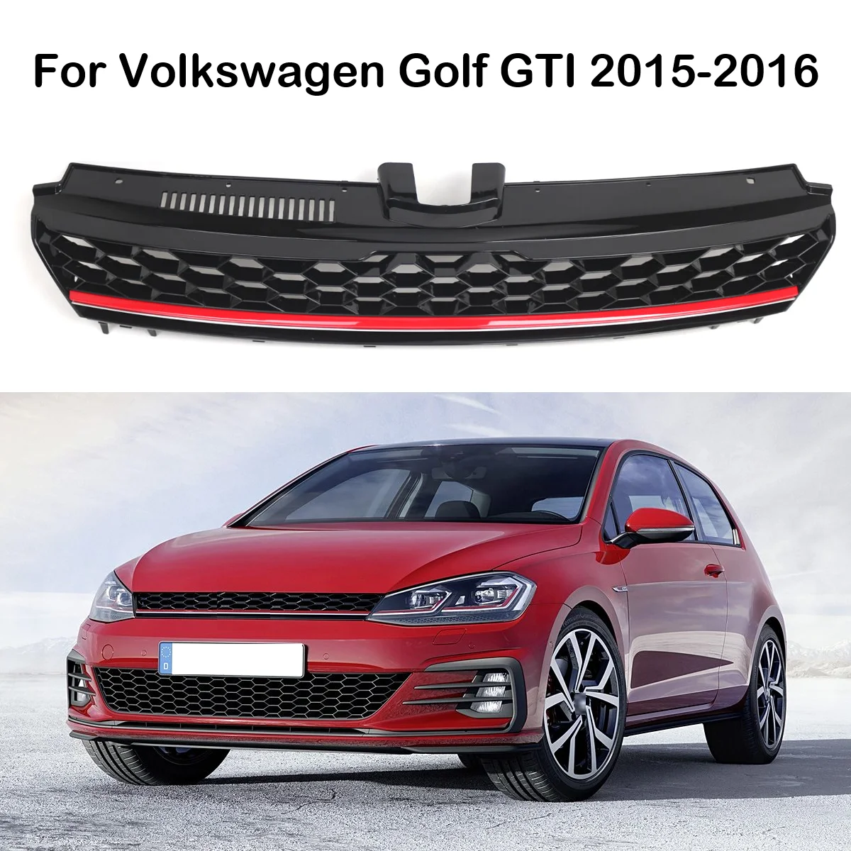 Car Front Bumper Grille Centre Honeycomb Mesh ABS Grill Grille For Volkswagen Golf 7 GTI 2015-2017 5G0853651A 5GM853651