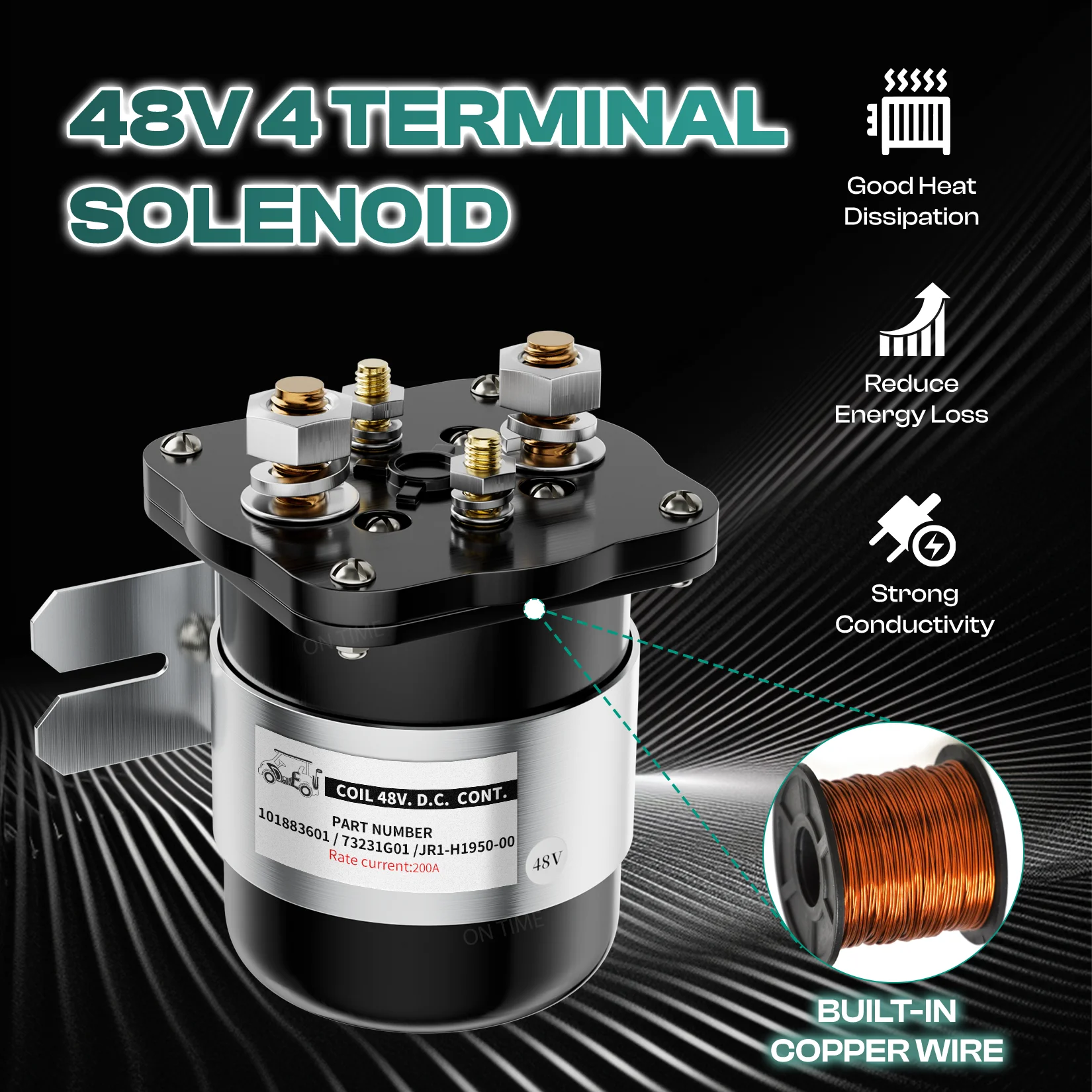 Heavy Duty 48 Volt 4 Terminal Solenoid for Golf Cart Club CAR 101883601 EZGO 73231-G01 YAMAHA JR1-H1950-00