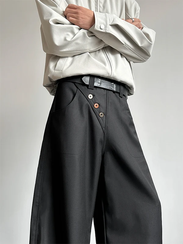 

Cleanfit повседневные широкие брюки мужские женские осенне-зимние брюки с боковыми пуговицами нож ape модный прямой крой