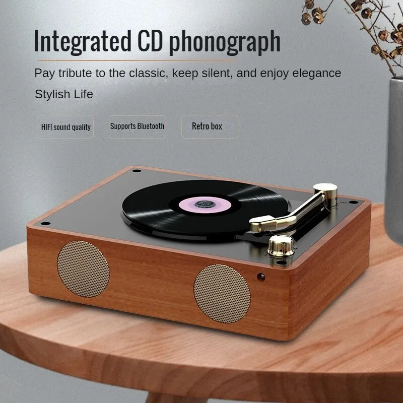 

Retro Phonograph Portable Bluetooth Speaker USB BT Wireless Walkman Player High Quality Music Album CD Integrated Record Player