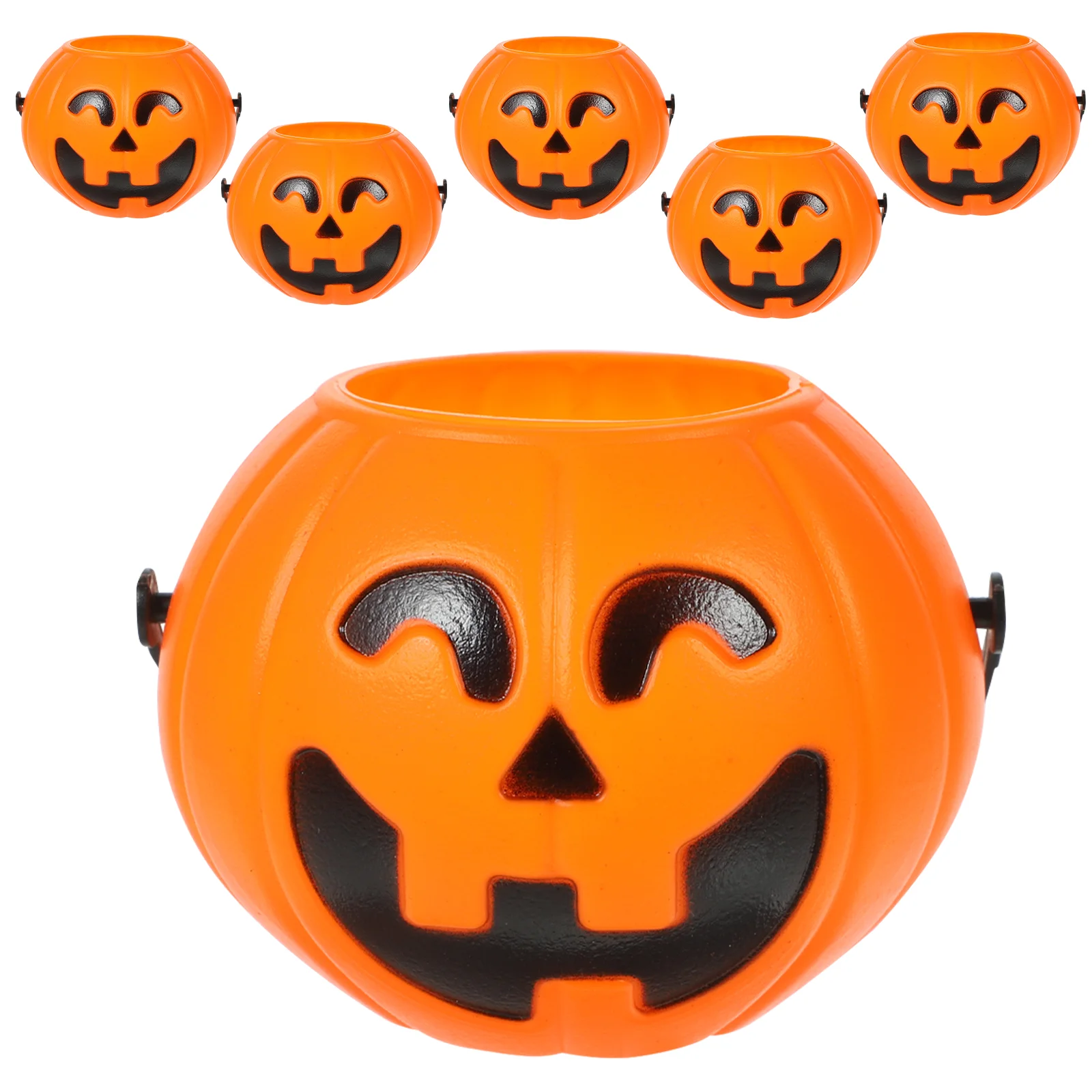 6 Pcs Gift Storage Container Pumpkin Treat Bucket Buckets Party Candy Jar Pails Plastic for Holiday Snack Halloween