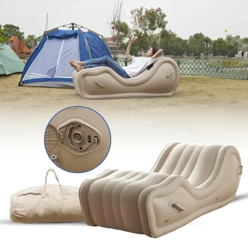 

Automatic Outdoor Portable Inflatable Lazy Sofa PVC Air Cushion Simple Lounge Chair Chaise Load-bearing 300KG Fold Furniture