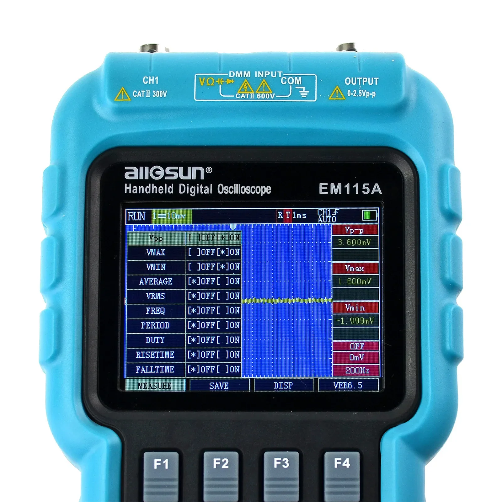 Allsun EM115A Oscilloscope 50MHZ Handheld Oscillograph 3 In 1 Multi-function Color Screen Scope Meter Single Channel DSO