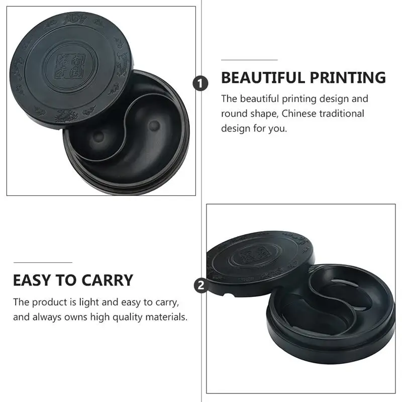 Tai Chi Vorm 4 Inch Chinese Inkstone Rechthoek Kalligrafie Inkt Steen Student Inkt Goed Met Cover Inktpot Slijpen Inkt-goed