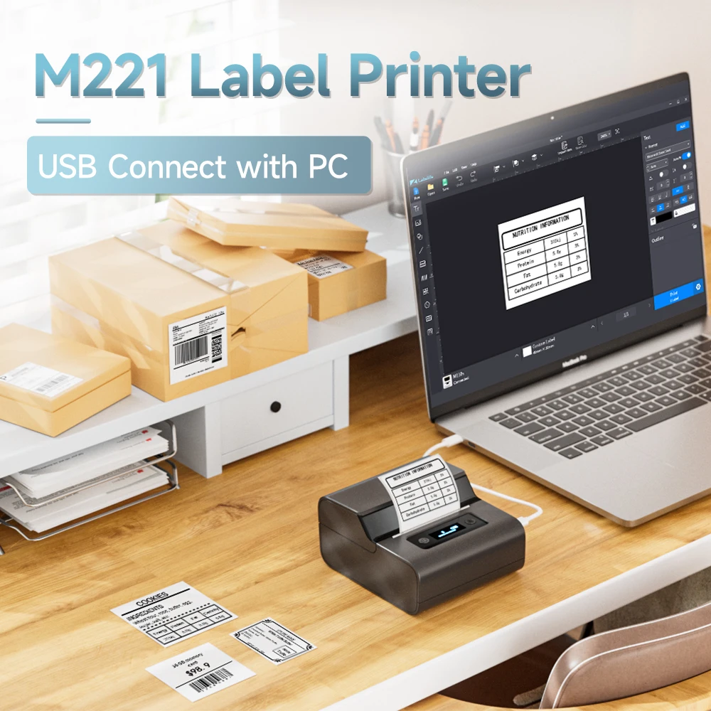 Phomemo Thermische Label Maker M200 Foto Grote Sticker Printer Commerciële Label Qr Code,Barcode Labeler Machine Papier Breedte: 20-75Mm