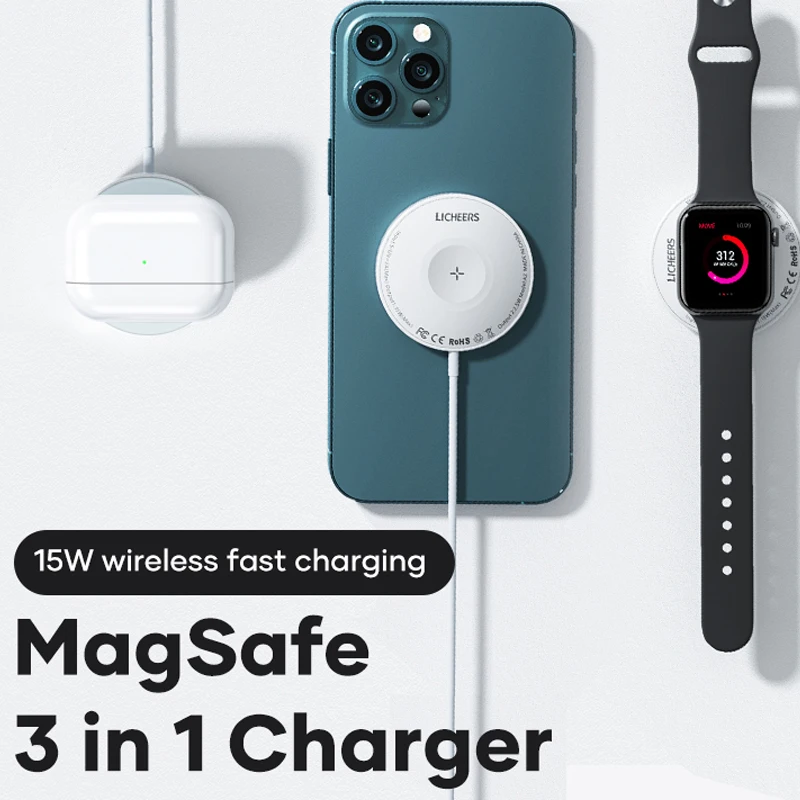 Magnetic Wireless Charger Stand Dock For iPhone 13 Pro Max Mini Apple Watch Series 7 Airpods PD QC3.0 USB Fast Charging Station