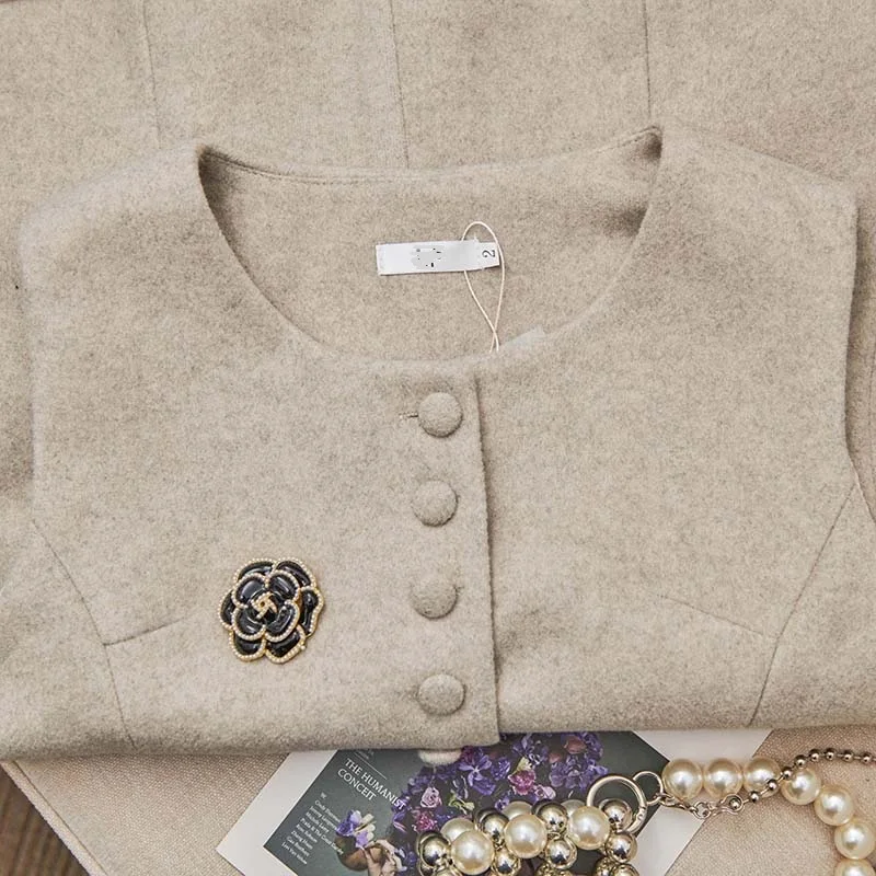 خمر نحى الكتف سترة رمادي دعوى سترة دون أكمام معطف سيدة عصرية الخريف/الشتاء التنقل ملابس نسائية أنيقة #3