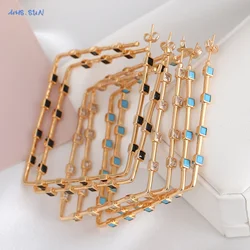 MHS.SUN Exaggerate Gold Plated 80MM Large Round/Square Hoop Earrings Cubic Zircon Hip Hop Statement Party Jewelry For Women Girl