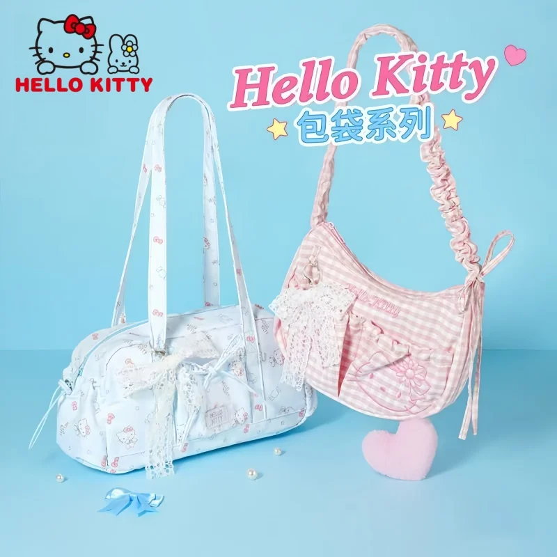 

Повседневная сумка через плечо Hello Kitty из холщовой ткани, легкий городской рюкзак, милый мультяшный дизайн, подарок для девочек на фестиваль