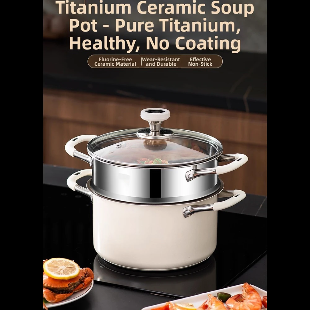 For Induction Cooktops Non-stick Casserole Titanium Stew Pot For Daily Cooking Titanium Pot Pure Titanium Zero-coating
