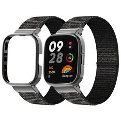 For Redmi Watch 3 Active Nylon loop Strap Metal Case Protector For Redmi Watch 3 /2 Lite Strap For Mi watch lite Bracelet Cover