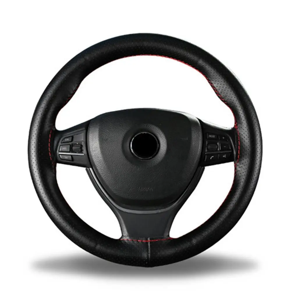 Genuine Leather Car Steering Wheel Cover 38cm Cowhide Braid Auto Steering Wheel Cover With Needles Thread Anti slip