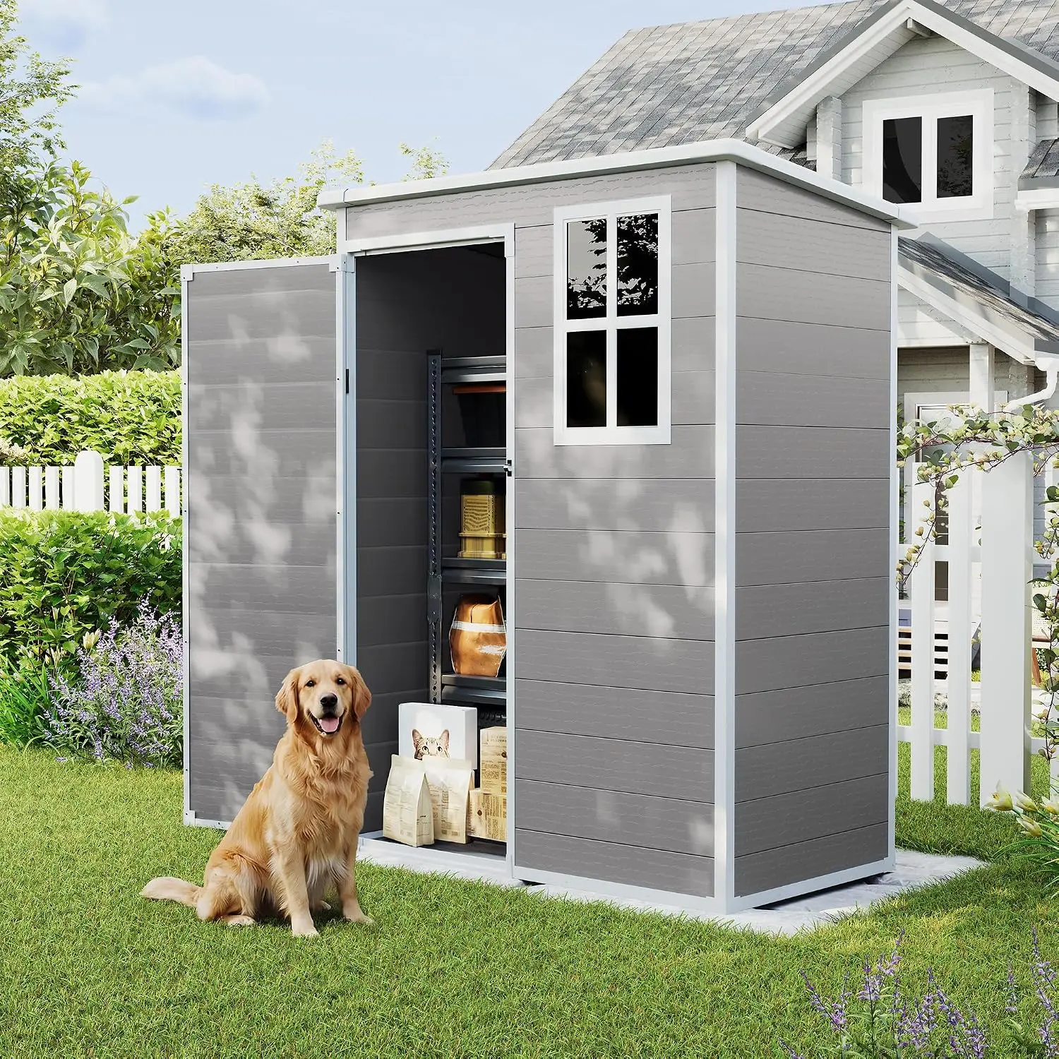 5x3 FT Outdoor Storage Shed Resin Garden Shed with Floor, Customized - view 6