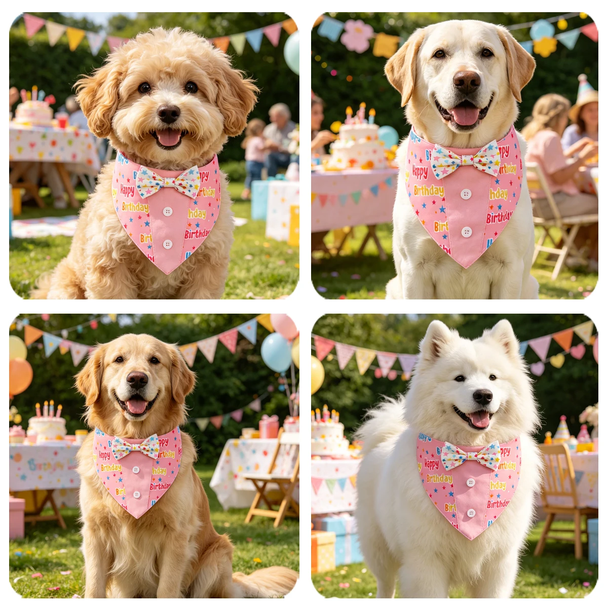 Sucado Geburtstagskostüm für Hunde, Verstellbarer Smoking mit 'Happy Birthday' Aufdruck, Fliege und Halstuch für Hunde – Detail 11