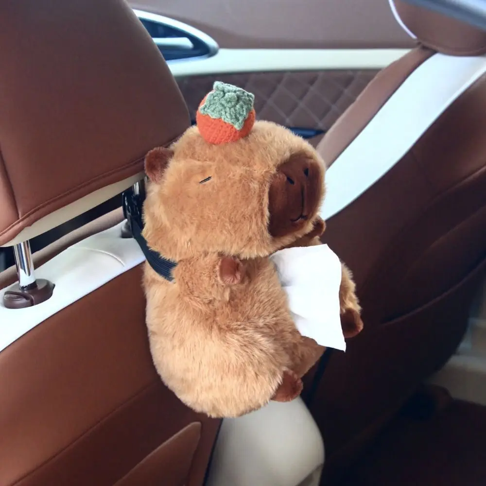 

Creative Capybara Car Backseat Hanging Tissue Bag Cute Cartoon Car Tissue Box Plush Soft Tissue Storage Bag Home Decor