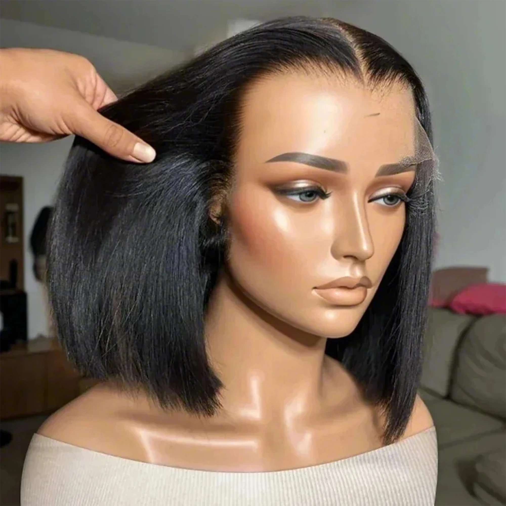 

Straight Bob Wig Brazilian Lace Front Human Hair Wigs Short Bob Wig Pre Plucked Natural Color 13x4 Lace Frontal Wigs For Women