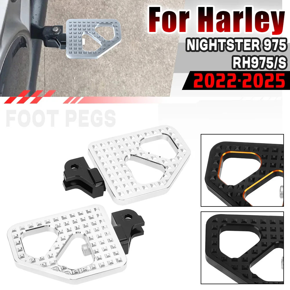 

Front Footpegs Motorcycle Rider Driver Foot Pegs Wide floorboard Foot Rest For Harley Nightster975 Nightster RH 975 RH975S 2025