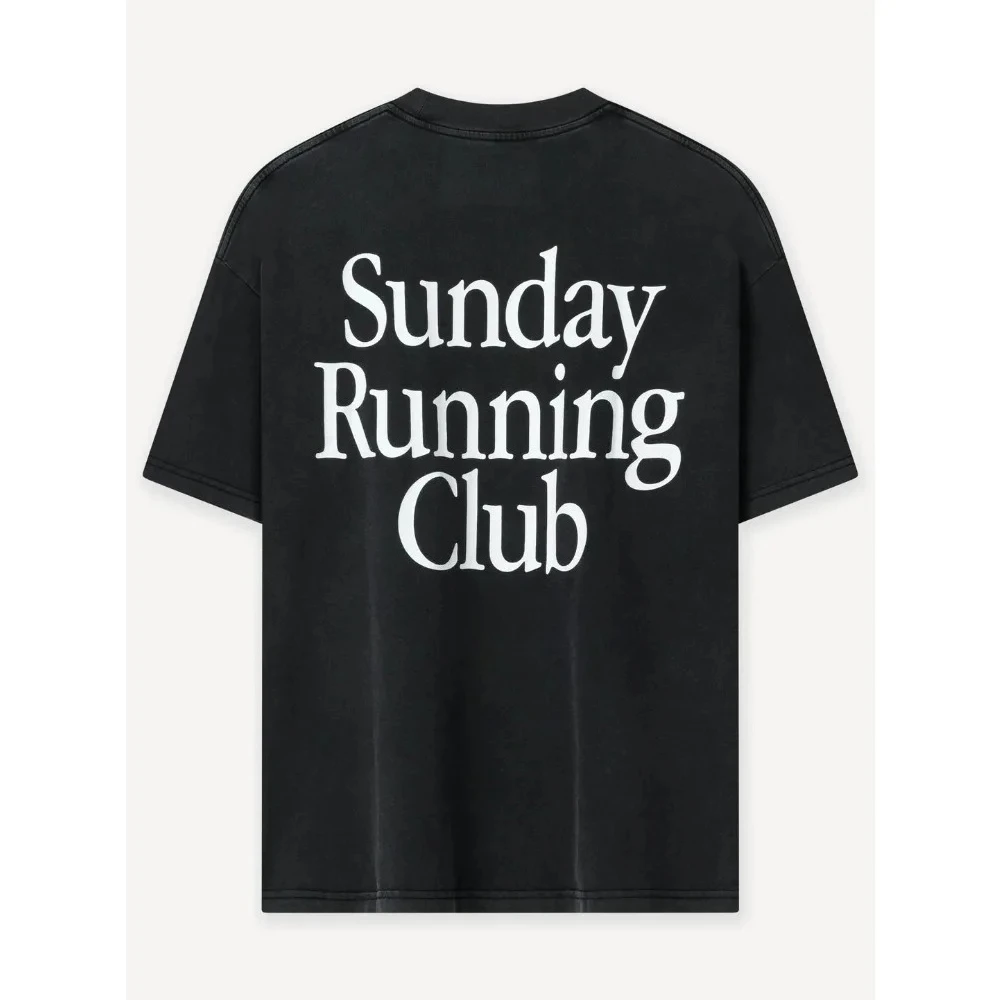 تي شيرت صيفي جديد للجنسين لعام 2025 ، تي شيرت مغسول لنادي الجري الأحد للرجال والنساء بأكمام قصيرة تي شيرت أنيق غير رسمي