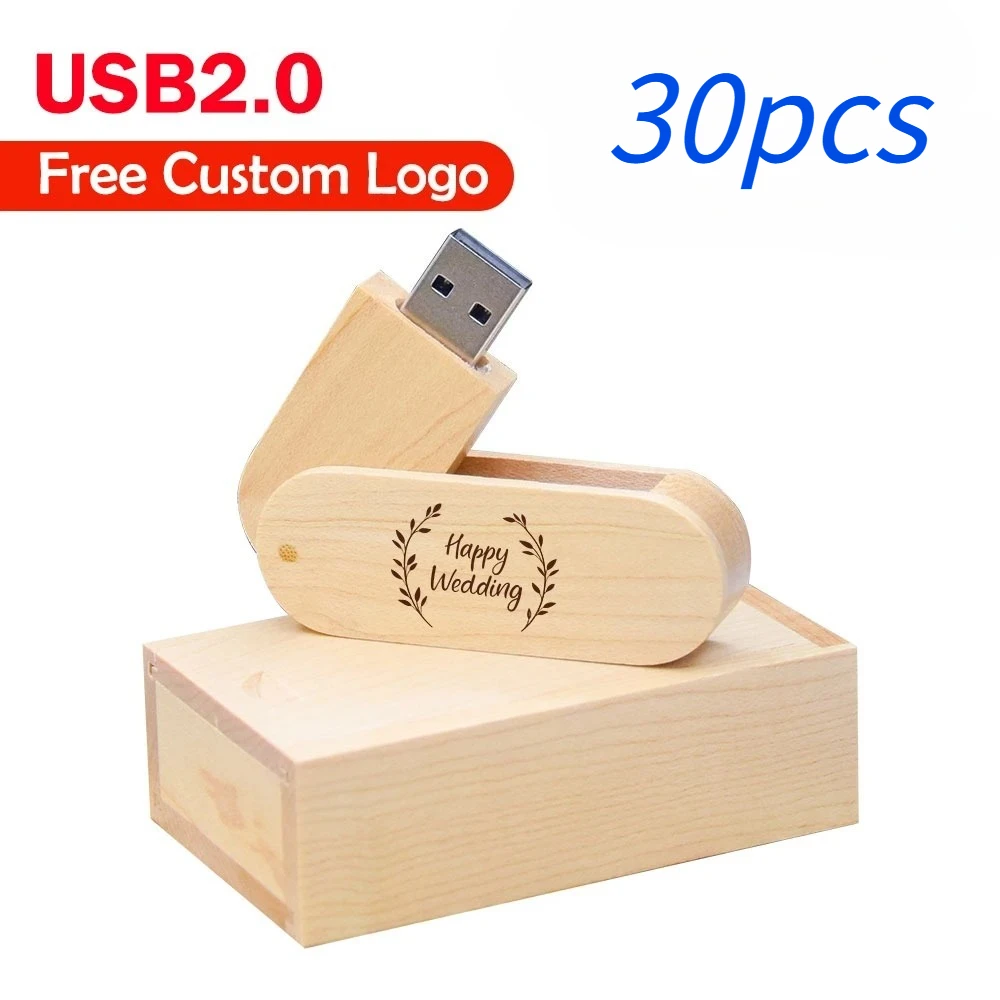 

30 шт./лот, вращающийся деревянный USB-накопитель 2.0, флеш-накопитель из кленового дерева, 64 ГБ, 4 ГБ, 8 ГБ, 16 ГБ, 32 ГБ, креативные подарки