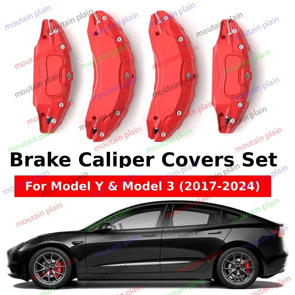 

4pcs 19 20 Inch Wheel Hub Front and Rear Brake Caliper Covers for Tesla Model Y Model 3 Accessories, 2020-2024