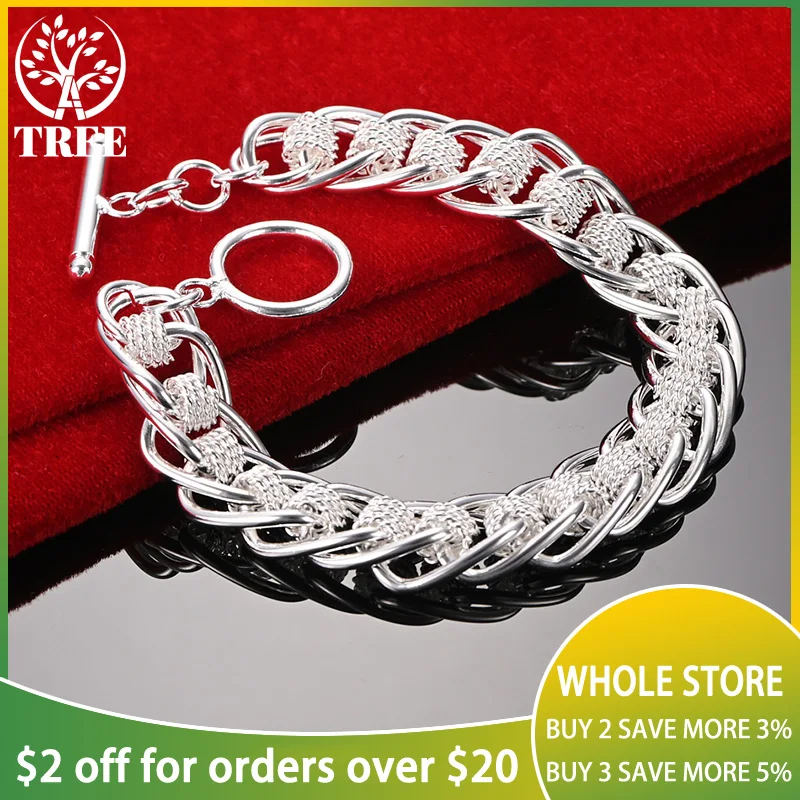 

ALITREE 925 Sterling Silver Twist Circle Chain Men Bracelets For Woman Wedding Party Banquet Fashion Noble Jewelry Birthday Gift