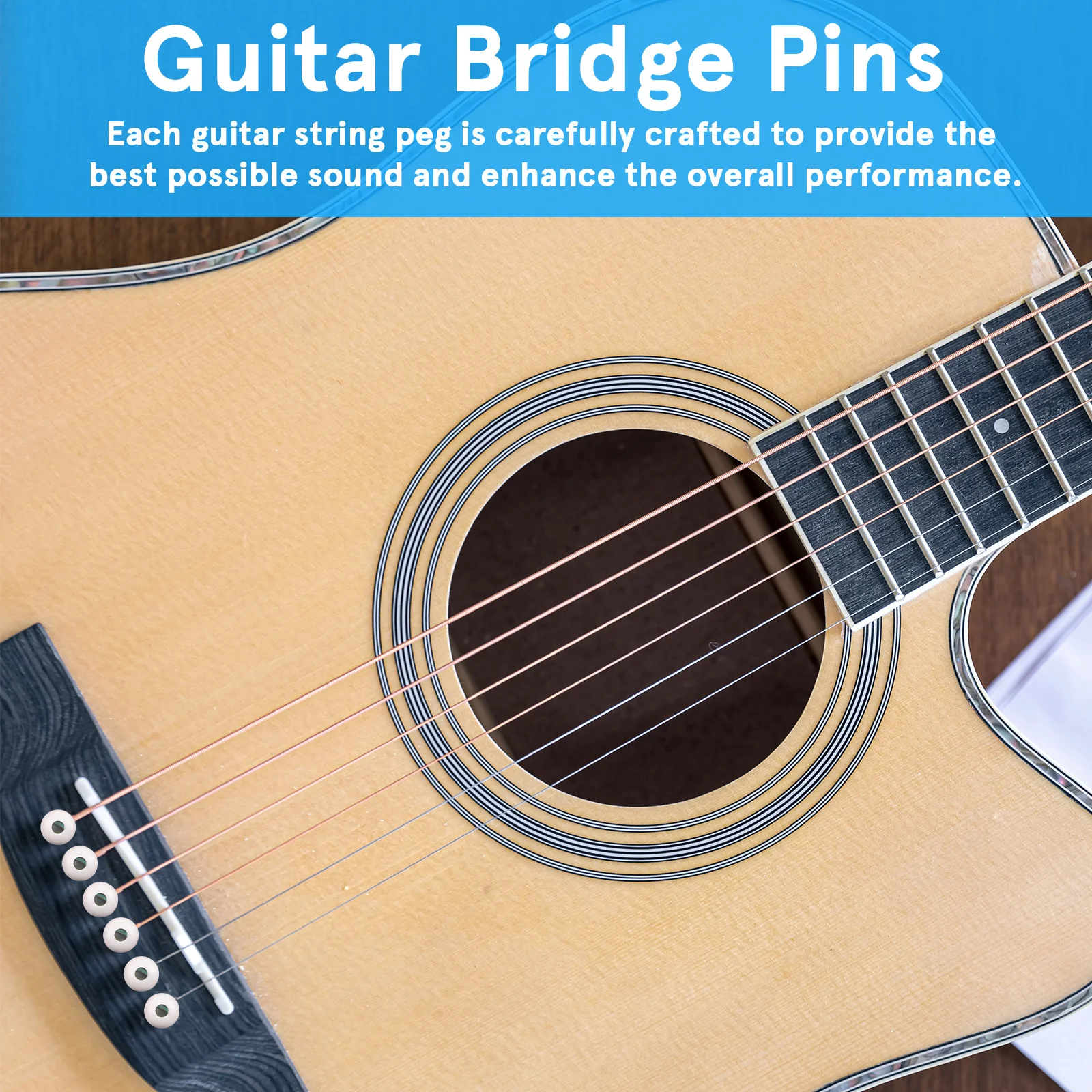 

6Pcs Guitar Bridge Pins Ox Bone Wear-Resistant Acoustic String Pegs Improve Sound Guitar Fixing Acoustic String Pegs