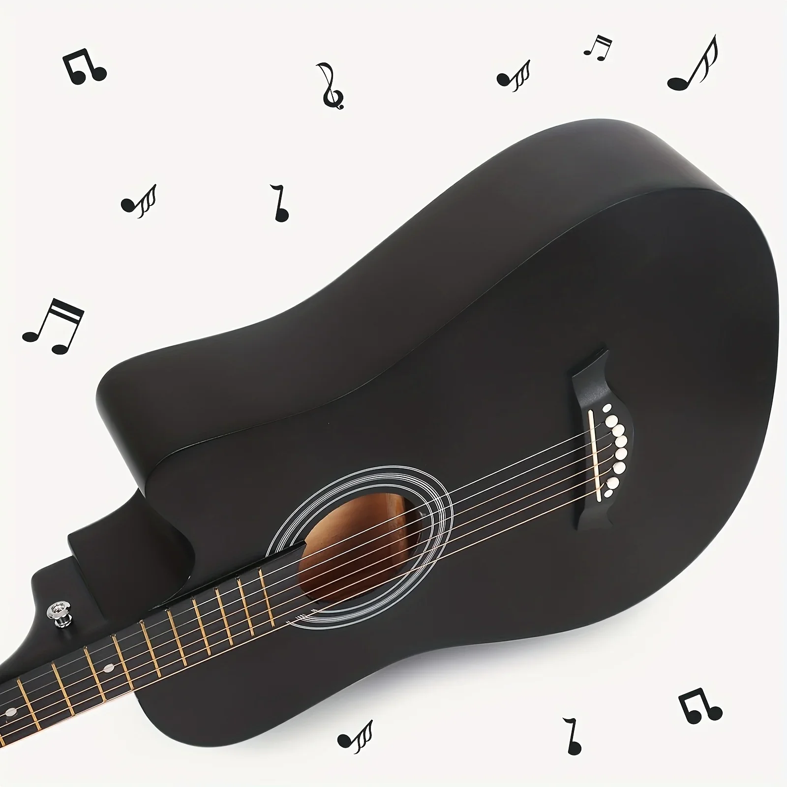 38 Inch Acoustic Guitar Beginner Kit, Basswood Panel, Matte Finish, Suitable As A Christmas Gift for Children or Lovers