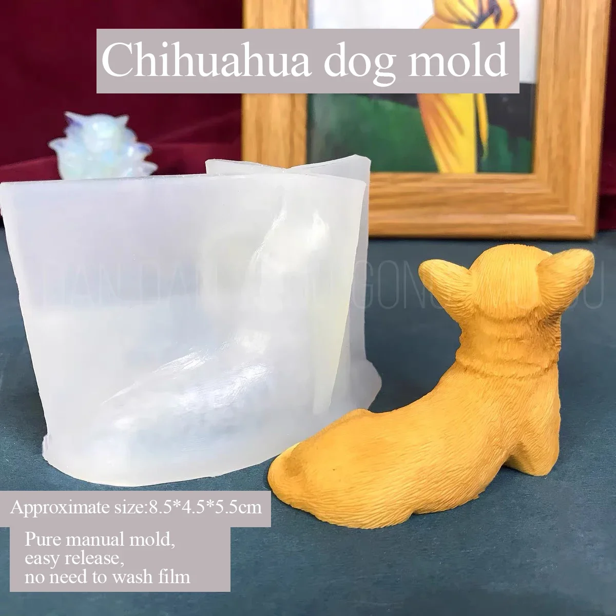 Aromatherapy Plaster Mold for Dog, Drop Glue, Handmade, DIY, exclusive, Cute, Chihuahua, Silicone Grinder