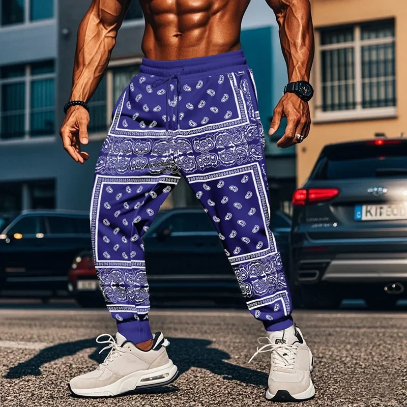 カシューフラワーパンツ小足ファッションズボン,伸縮性ウエストアスレジャープリントズボン男性カーゴパンツ男性