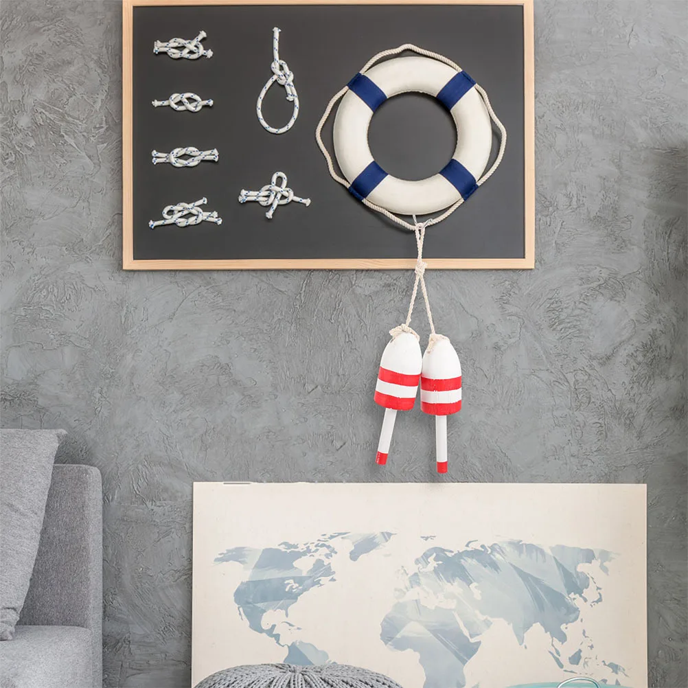 

2Pcs Nautical Decor Vintage Light Buoy Handcrafted for Coastal Rooms Beach Houses Wall Hanging Decoration