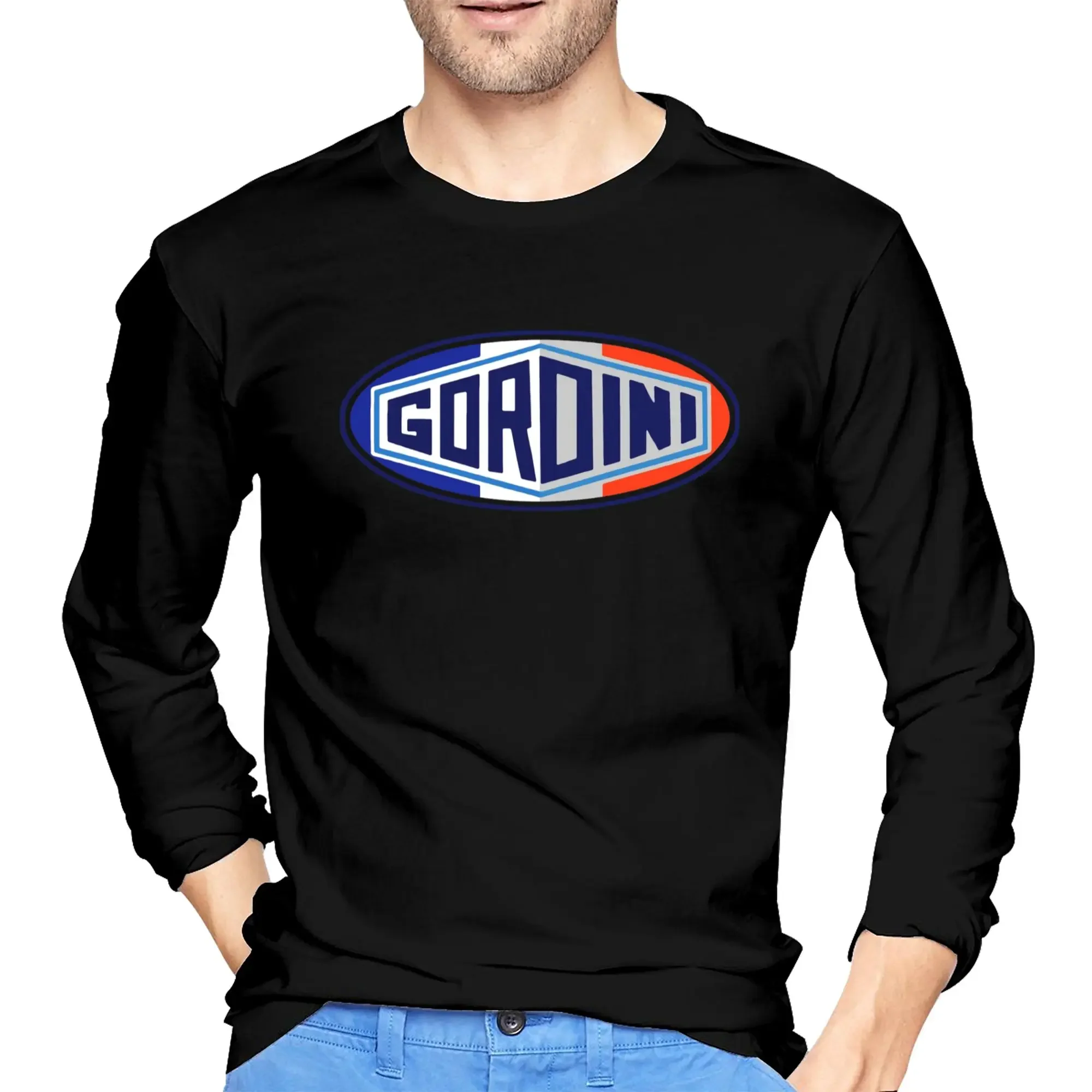 

Vintage Gordini Men's Long Sleeved T-shirt Fashion Round Neck T shirts Spring and Autumn Men tops