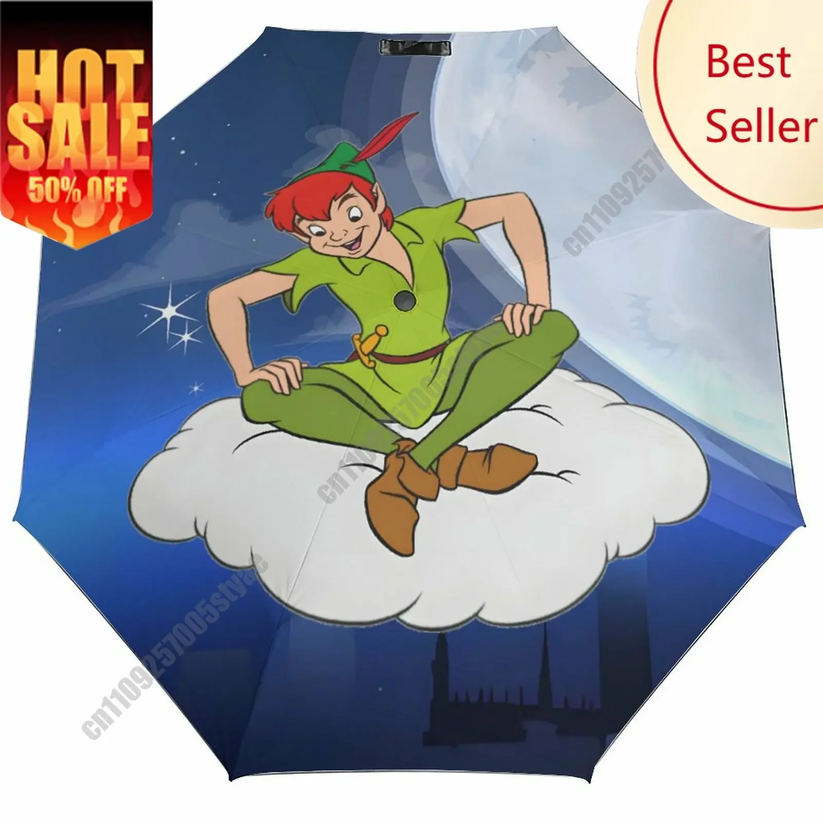 

Peter Pan Umbrella Disney Cartoon 3 Fold Auto Suitable Both Sunny Rainy Days Decoration Gifts Decor Custom Umbrella
