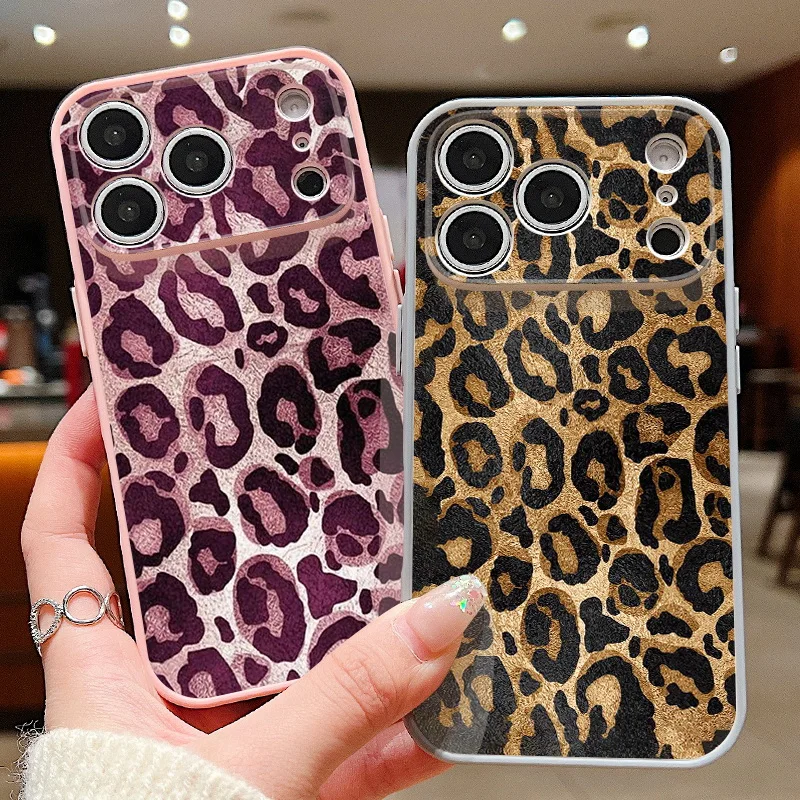 Magnetische Handyhülle mit Leopardenmuster für iPhone 17 ProMax 16 15 14 13 Pro Max, kompatibel mit MagSafe kabelloser Ladung, stoßfeste Schutzhülle