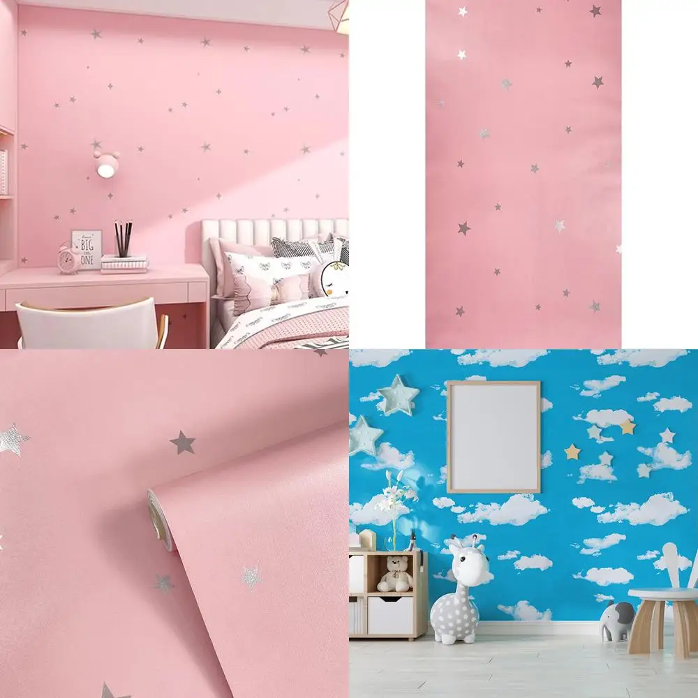 

Розовое звездное небо, простое голубое небо, белые облака, самоклеящиеся наклейки на стену для детской комнаты, наклейки на стол в общежитии, чтобы покрыть львы и