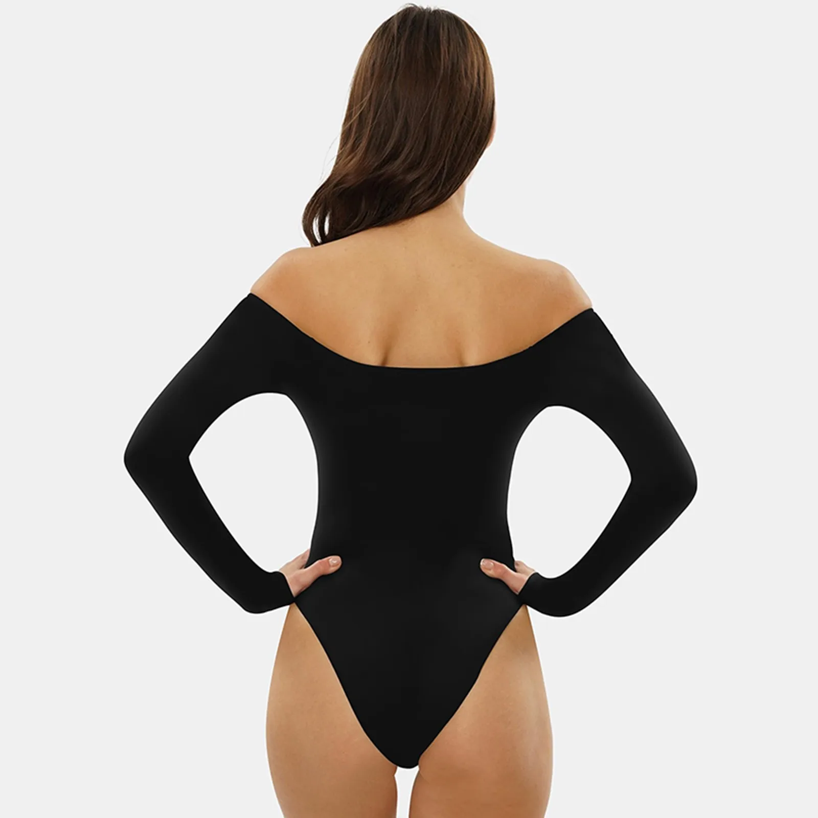 Women's Jumpsuits Romper Off Shoulder Long Sleeve Bodysuit Black Teddy Spring Summer Body Suit Solid Fitness Catsuits Body Femme