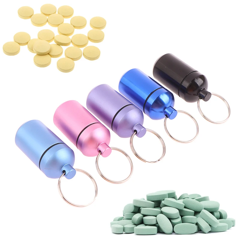 1PCS Waterproof Metal Keychain Outdoor Portable Medicine Bottle Keychain Storage Sealed First-Aid Medicine Bottle Wholesale