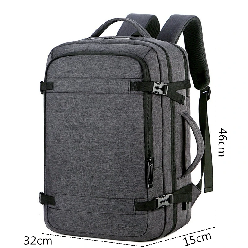 Nesitu expansível a4 grande capacidade 14 15.6 16 polegada portátil das mulheres dos homens mochila portátil mochila saco de viagem preto cinza m1907